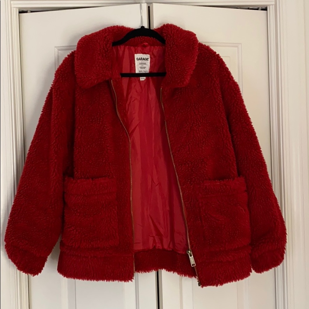 Garage Red Sherpa Jacket